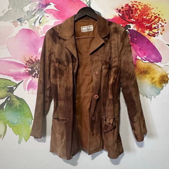 Juan Sebastian Vintage Leather Suede Jacket Blazer Coat Womans Patch Work 11/12 - Picture 1 of 6